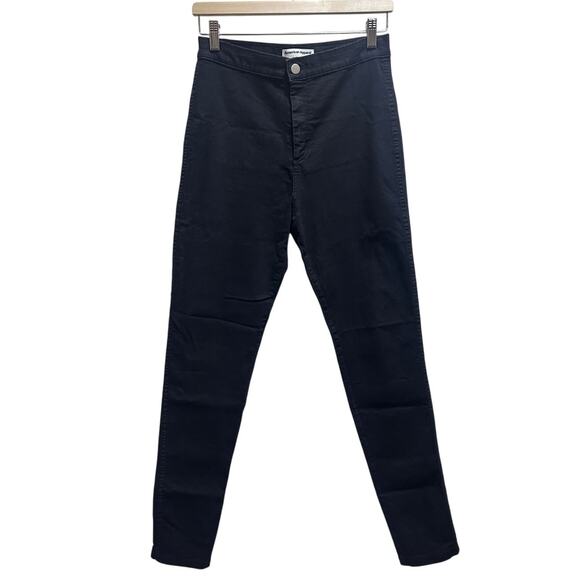 American Apparel The Easy Jeans L High Waisted Super Skinny Black/Blue Stretchy - Picture 2 of 8